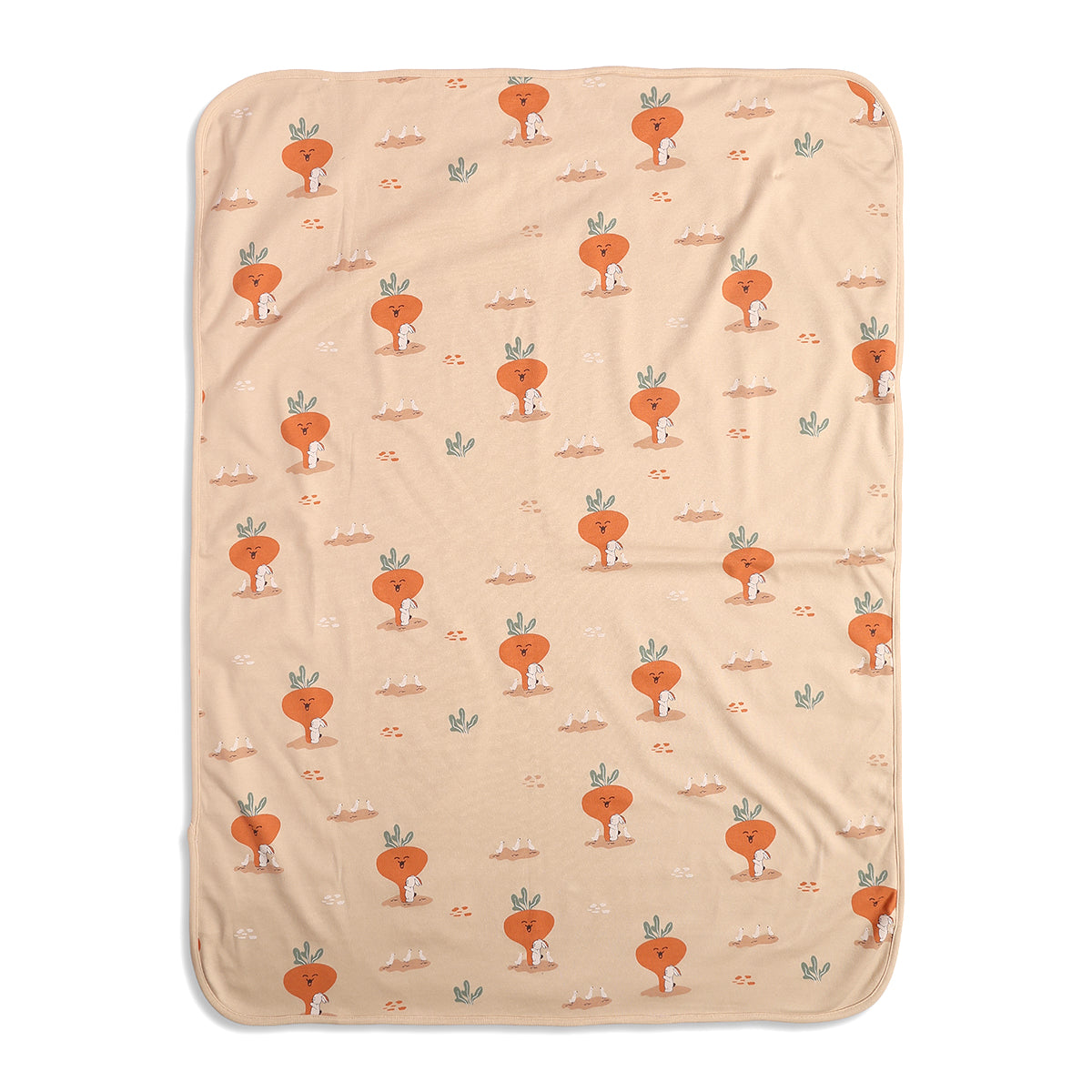 Baby Unisex Carrot Print And Striped Blanket Pack Of 2, Peach And White