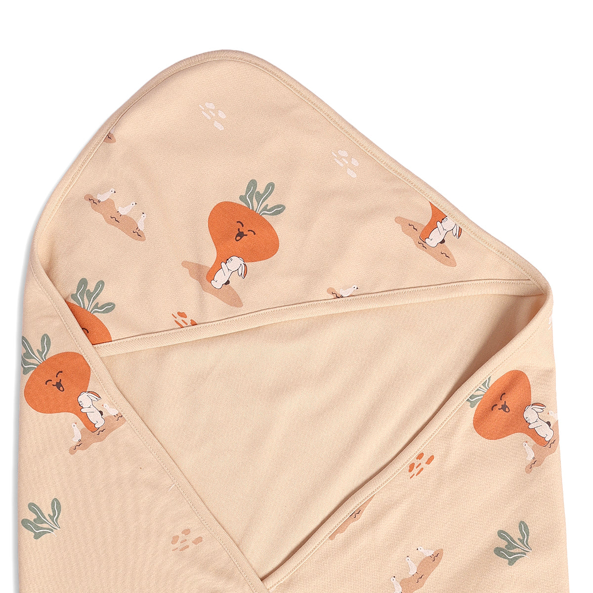 Baby Unisex Carrot Print And Striped Blanket Pack Of 2, Peach And White