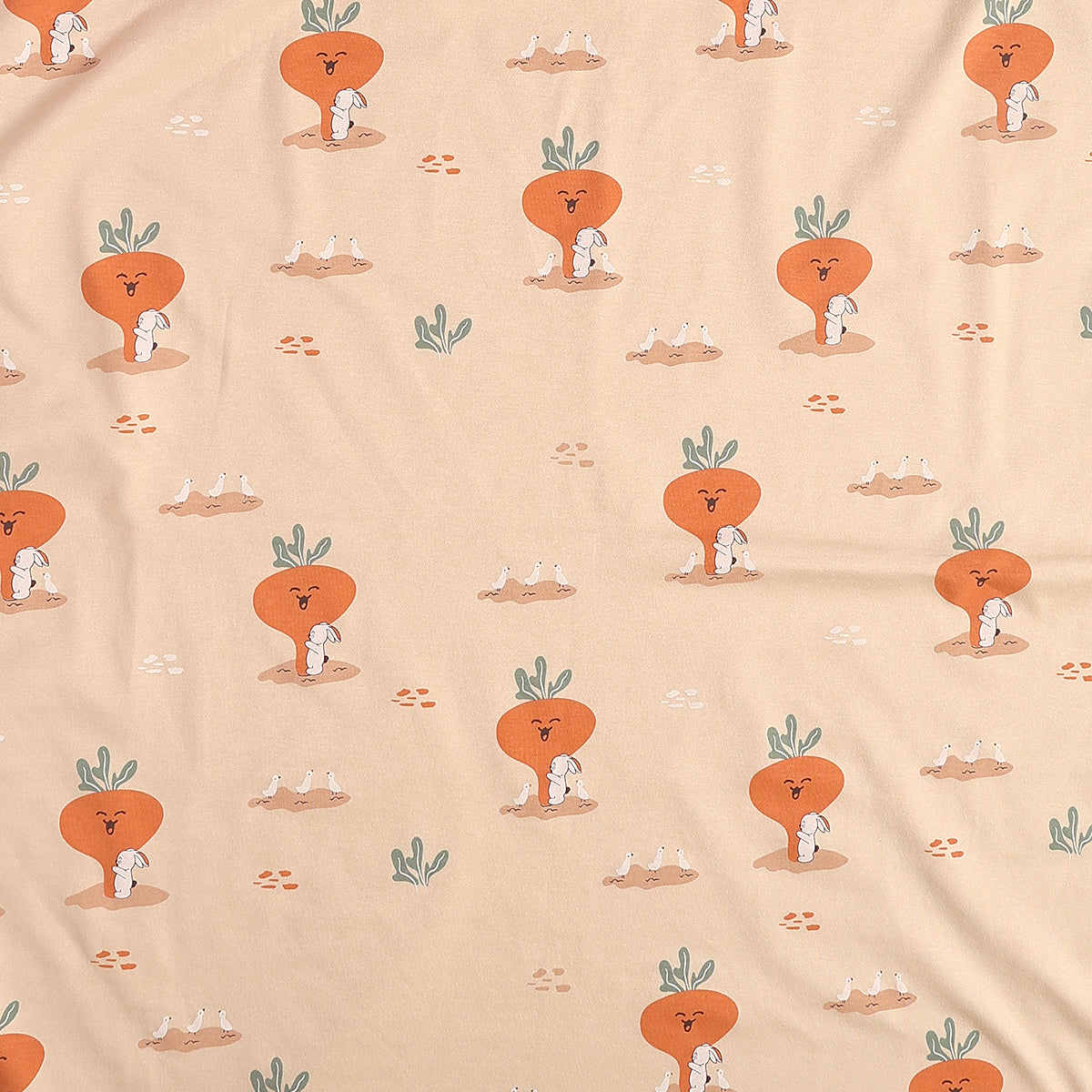Baby Unisex Carrot Print And Striped Blanket Pack Of 2, Peach And White