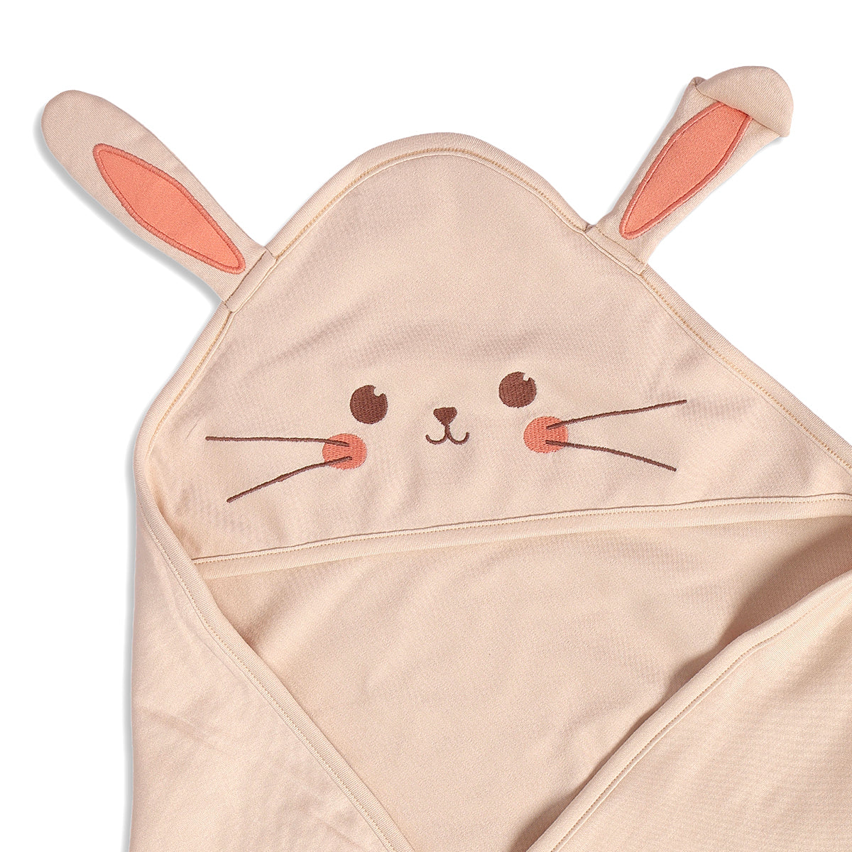Baby Unisex Hooded Blanket With Bunny Ears, Peach