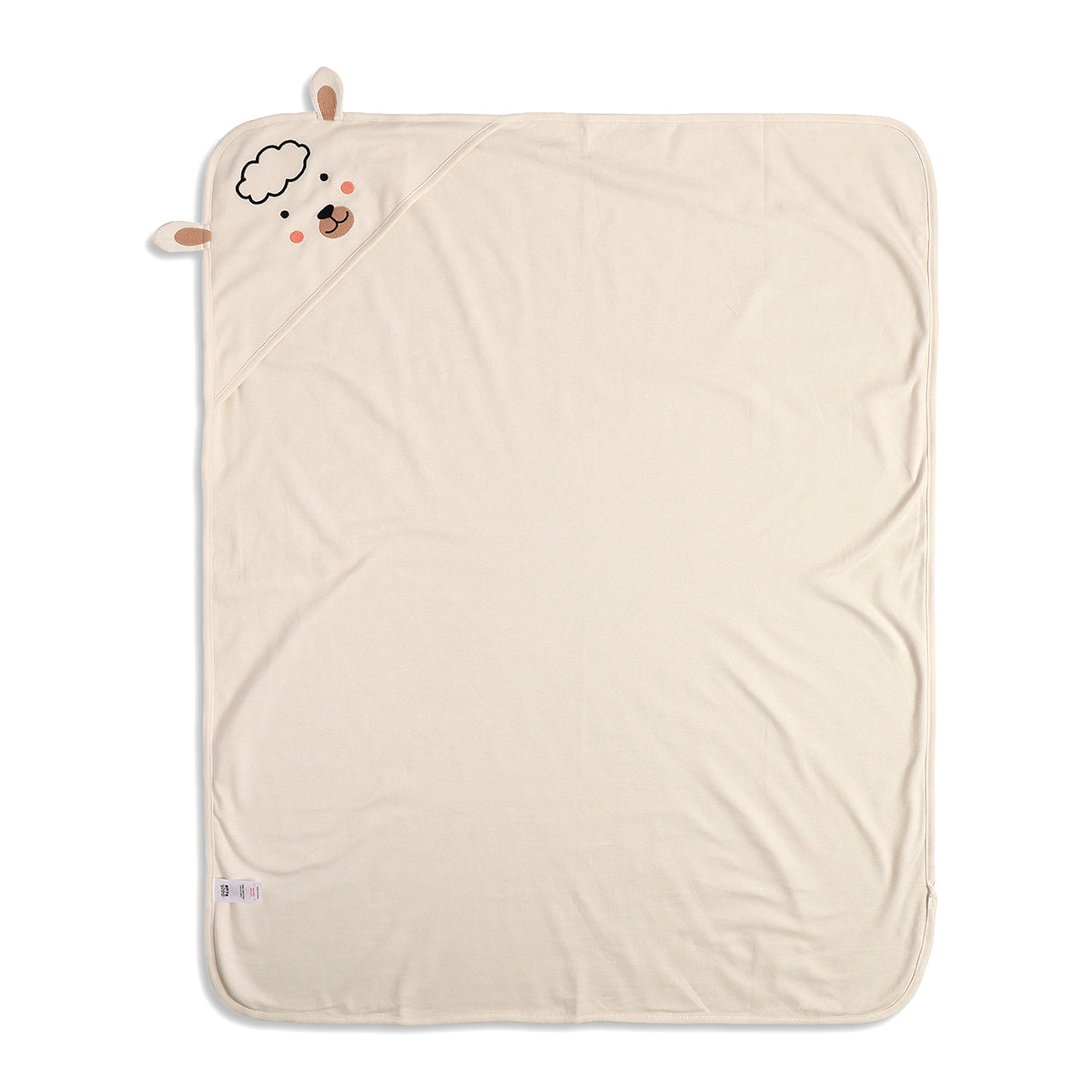 Baby Unisex Hooded Blanket With Bear Face And Ears, Cream