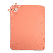 Baby Unisex Hooded Blanket With Cat Face And Ears, Peach