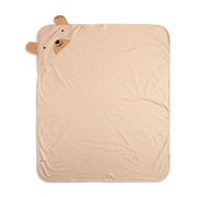Baby Unisex Hooded Blanket With Bear Face And Ears, Beige