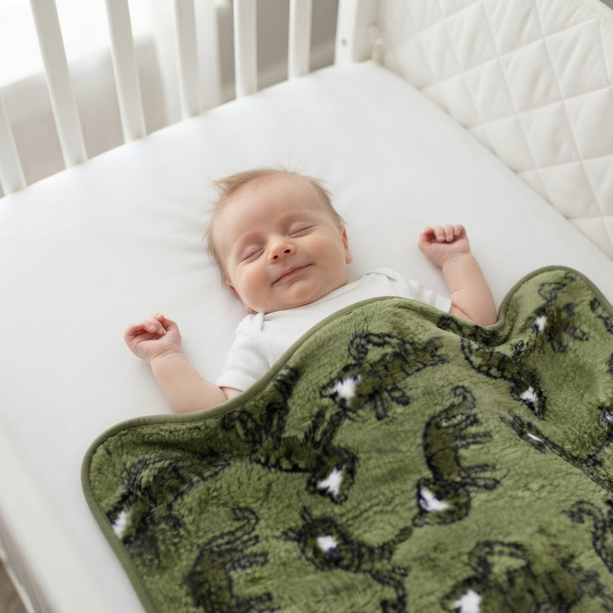 Baby Green Dinosaur Print Cotton Waterproof Bed Protector Sheet Soft and Reusable