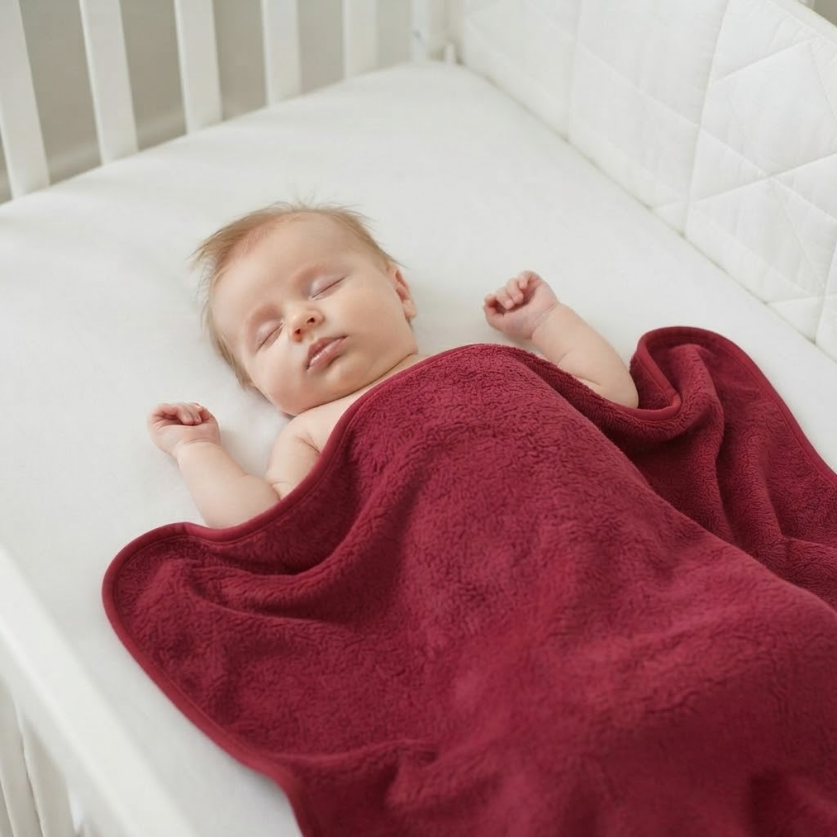 Baby Dark Red Cotton Waterproof Bed Protector Sheet Soft and Reusable