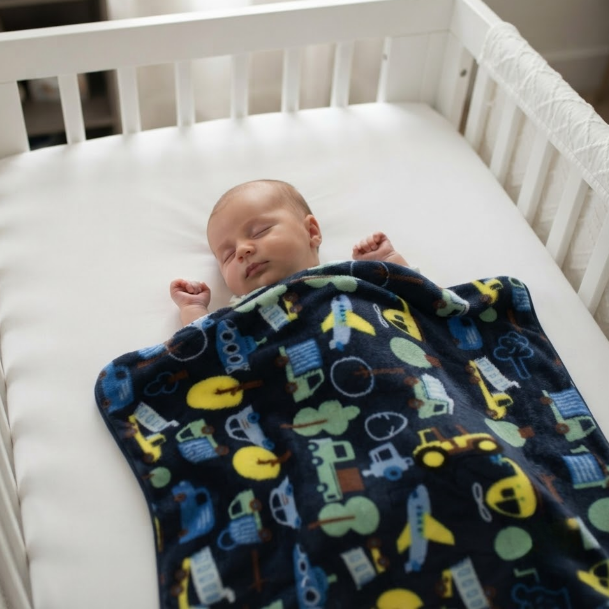 Baby Navy Blue Transport Print Cotton Waterproof Bed Protector Sheet Soft and Reusable