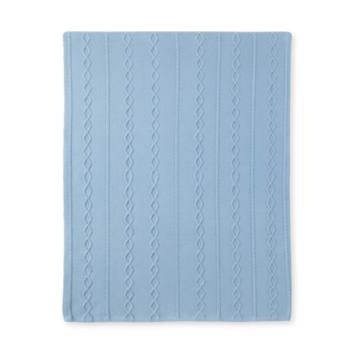 Baby Light Blue Knitted Blanket with Fleece Lining Soft and Warm