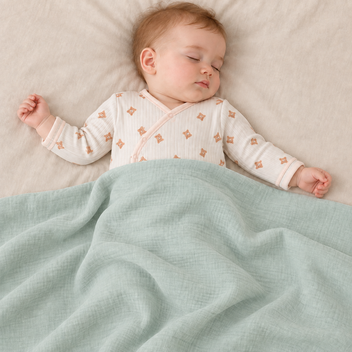 Baby Unisex Solid & Animal Printed Muslins Pack of 2, Multicolour