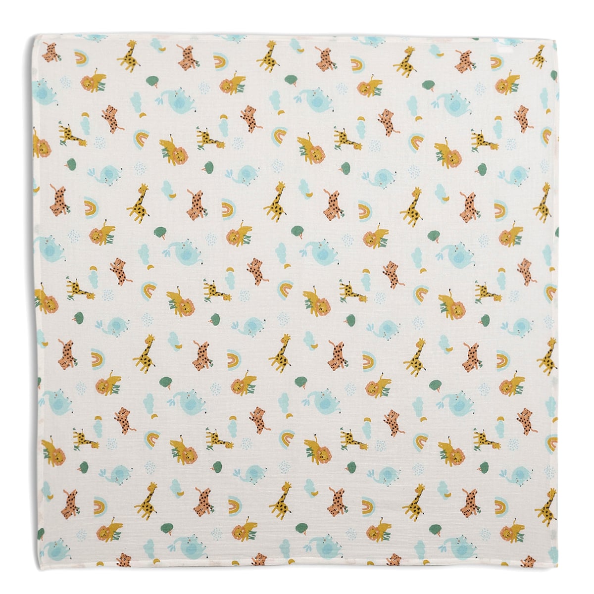 Baby Unisex Solid & Animal Printed Muslins Pack of 2, Multicolour