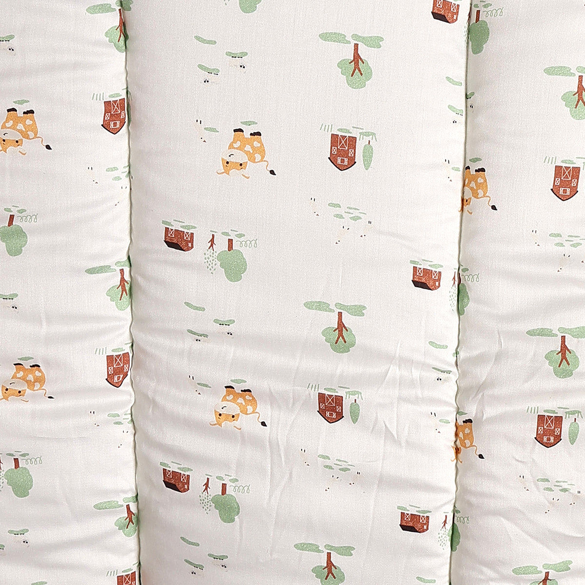 Baby Cosy Carry Nest With Farm Animal Print In White And Green