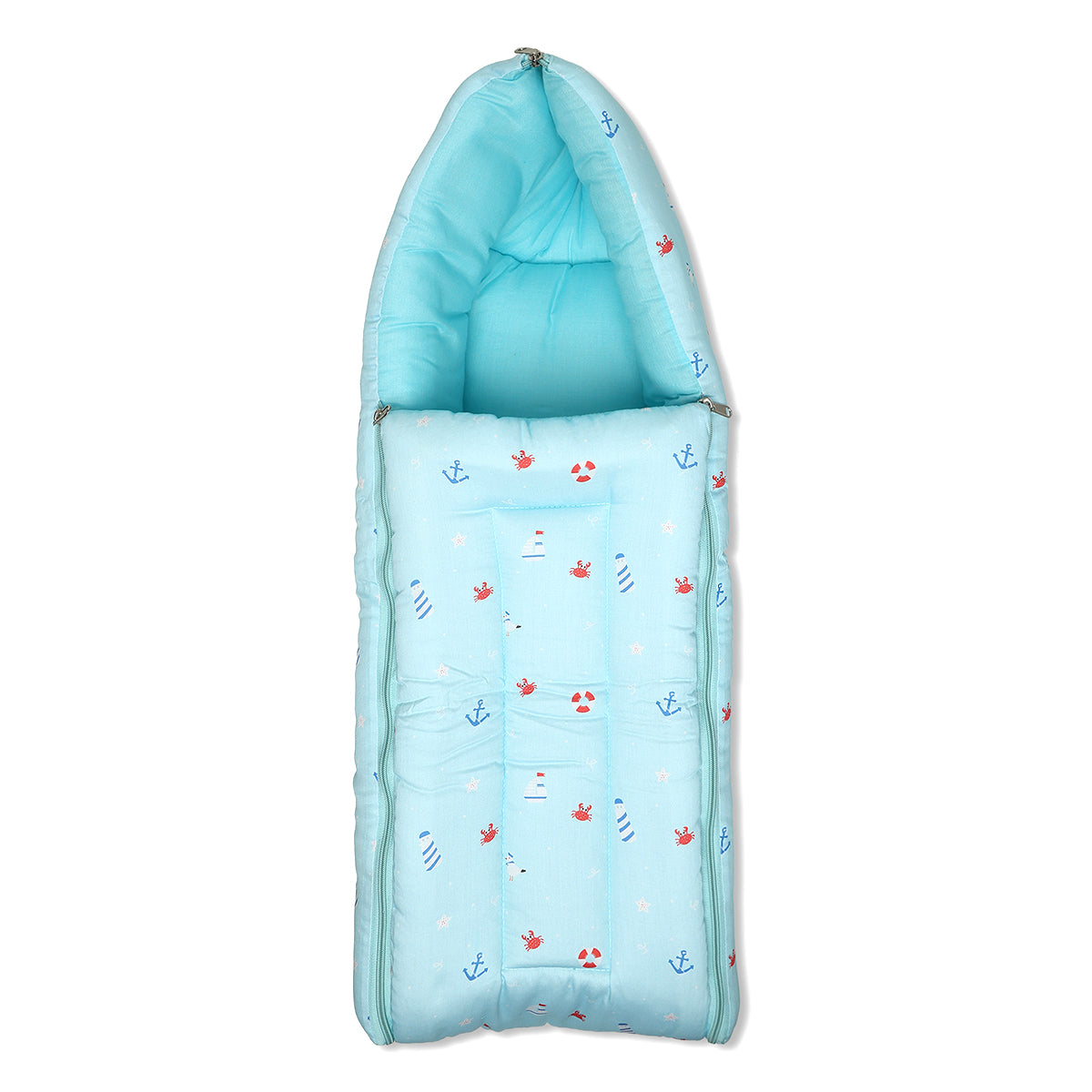 Baby Cosy Carry Nest With Sea Print In Blue
