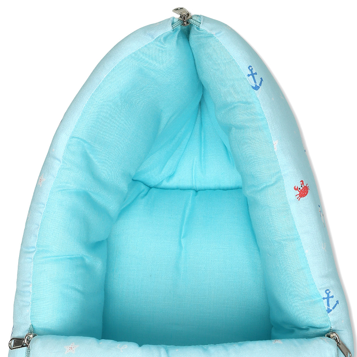 Baby Cosy Carry Nest With Sea Print In Blue