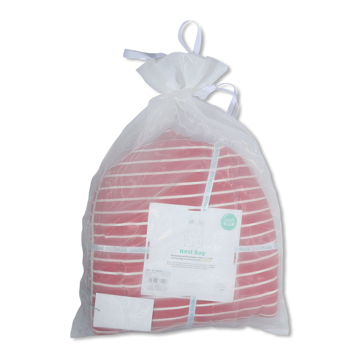 Baby Cosy Carry Nest With Stripe Print In Red