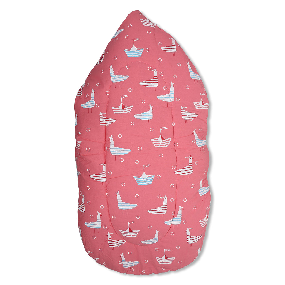 Baby Cosy Carry Nest With Boat And Bird Print In Pink
