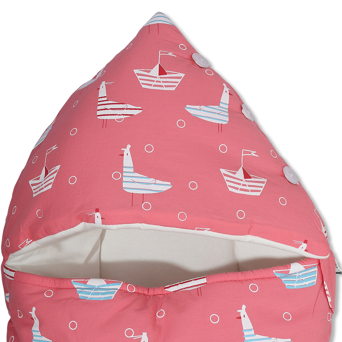 Baby Cosy Carry Nest With Boat And Bird Print In Pink