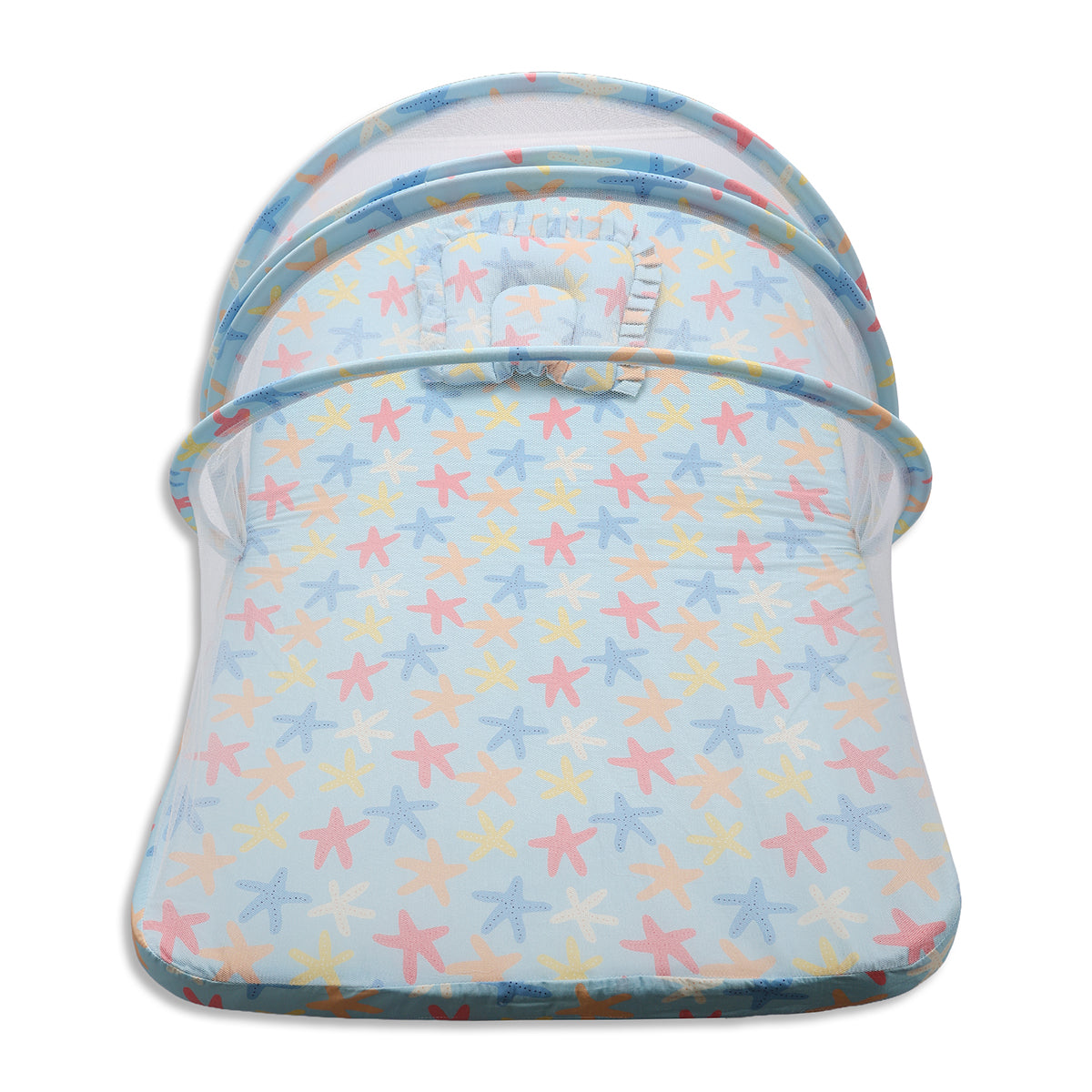 Baby Mosquito Net Bedding Set With Starfish Print In Blue