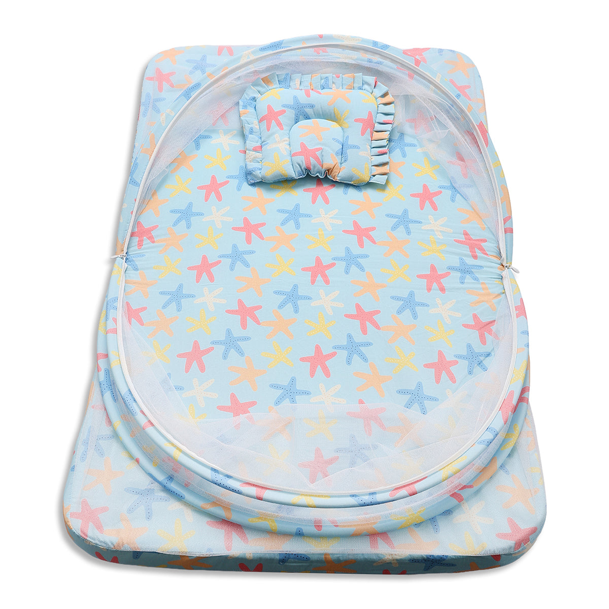 Baby Mosquito Net Bedding Set With Starfish Print In Blue