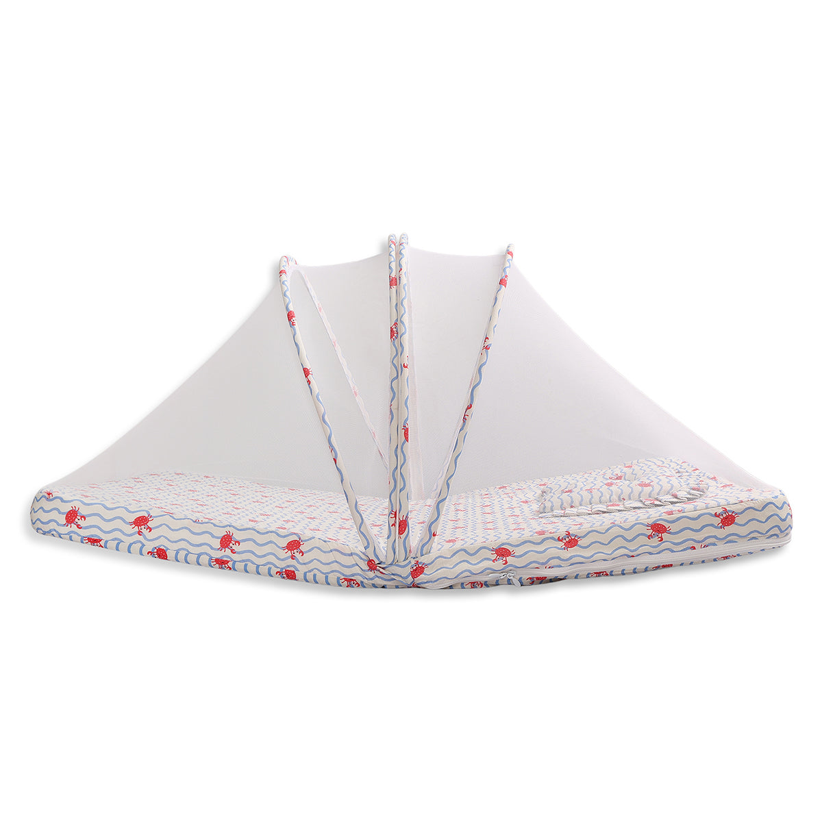 Baby Mosquito Net Bedding Set With Crab Print In White