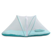 Baby Mosquito Net Bedding Set With Stripe Pattern In Green