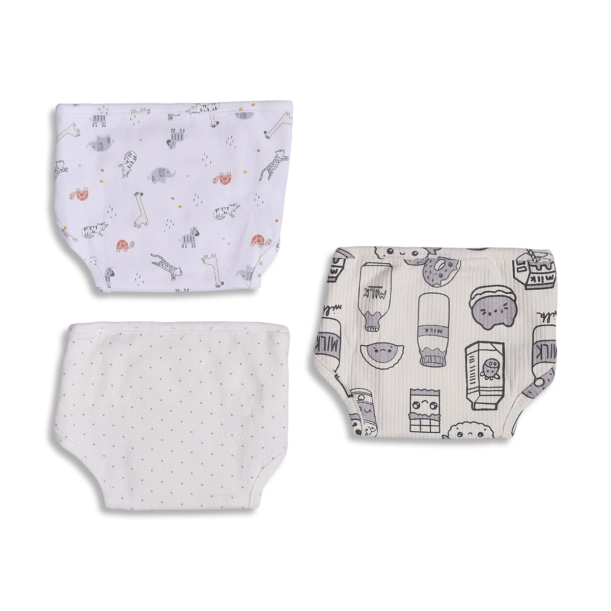 Baby Unisex White and Grey Printed Reusable Diaper Pack of 3 Regular Fit Baby Essentials