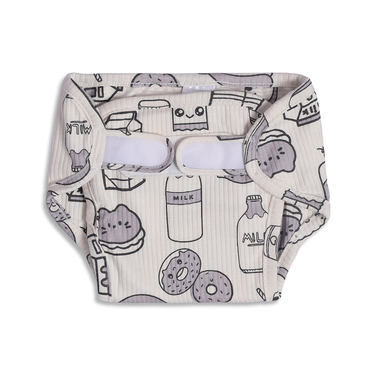 Baby Unisex White and Grey Printed Reusable Diaper Pack of 3 Regular Fit Baby Essentials
