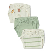 Baby Unisex Animal Print, Solid And Striped Training Pants Pack Of 3, Green And Cream