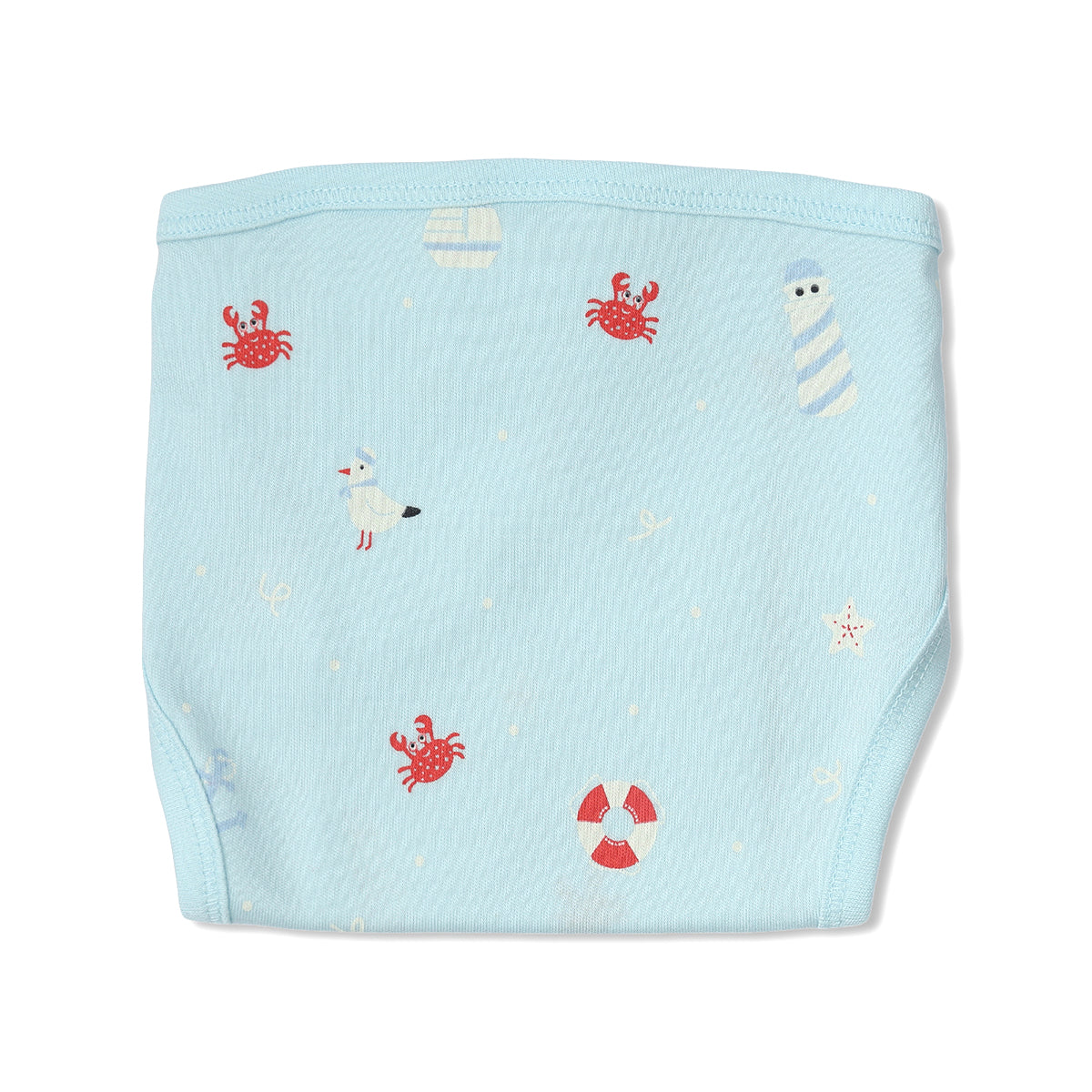 Baby Unisex Crab Print, Solid And Wave Print Training Pants Pack Of 3, Blue And Cream