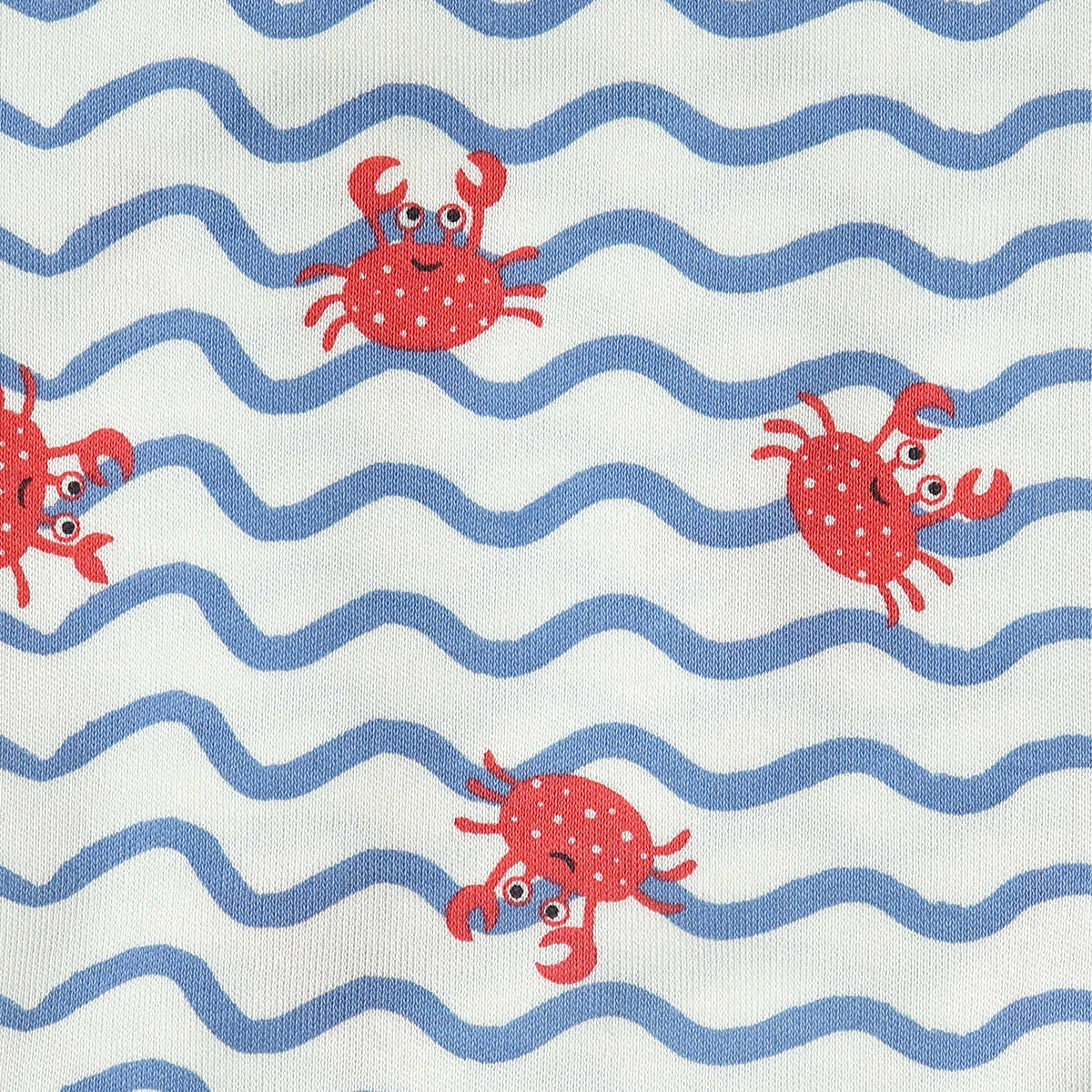 Baby Unisex Crab Print, Solid And Wave Print Training Pants Pack Of 3, Blue And Cream