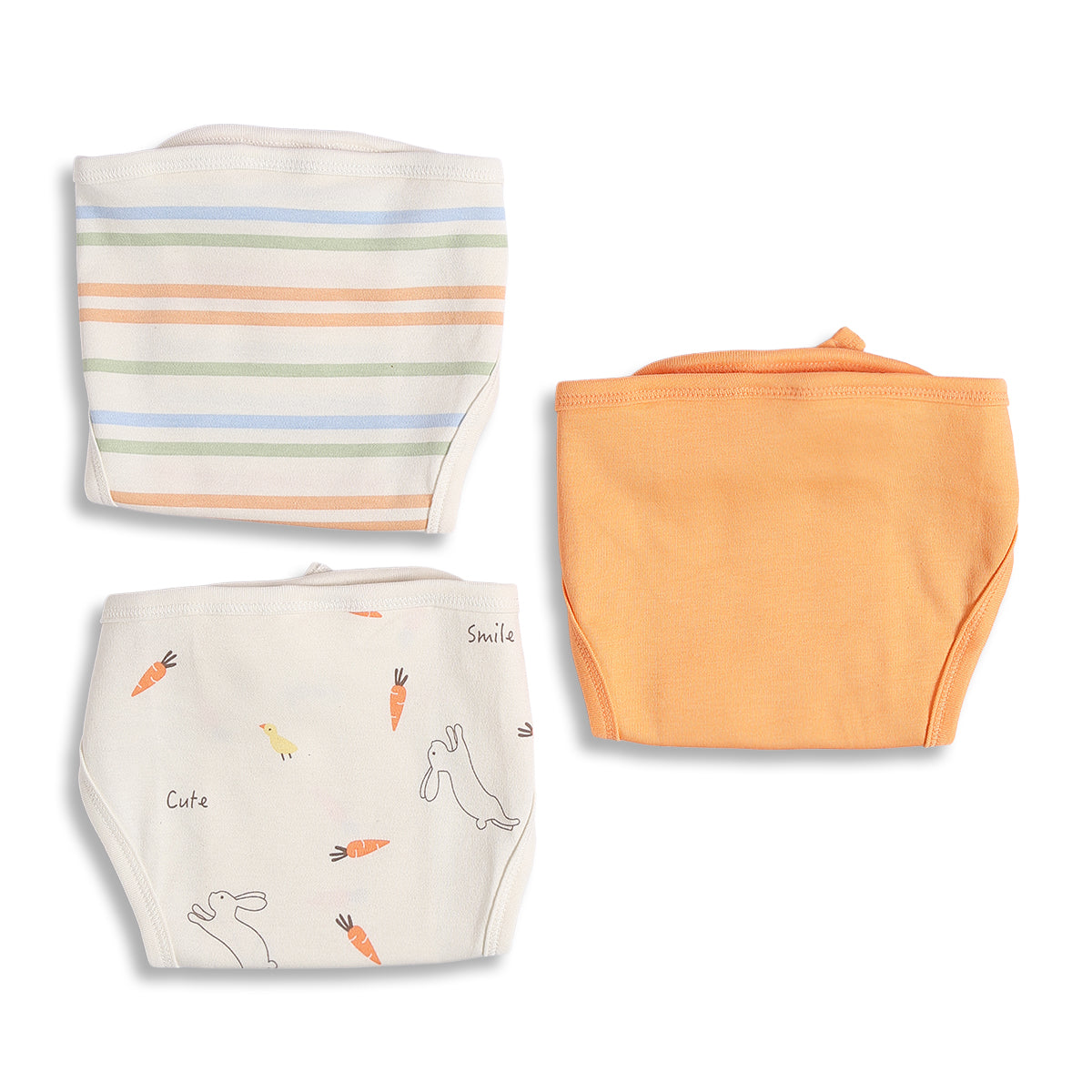 Baby Unisex Cream and Orange Printed Reusable Diaper Pack of 3 Regular Fit Baby Essentials