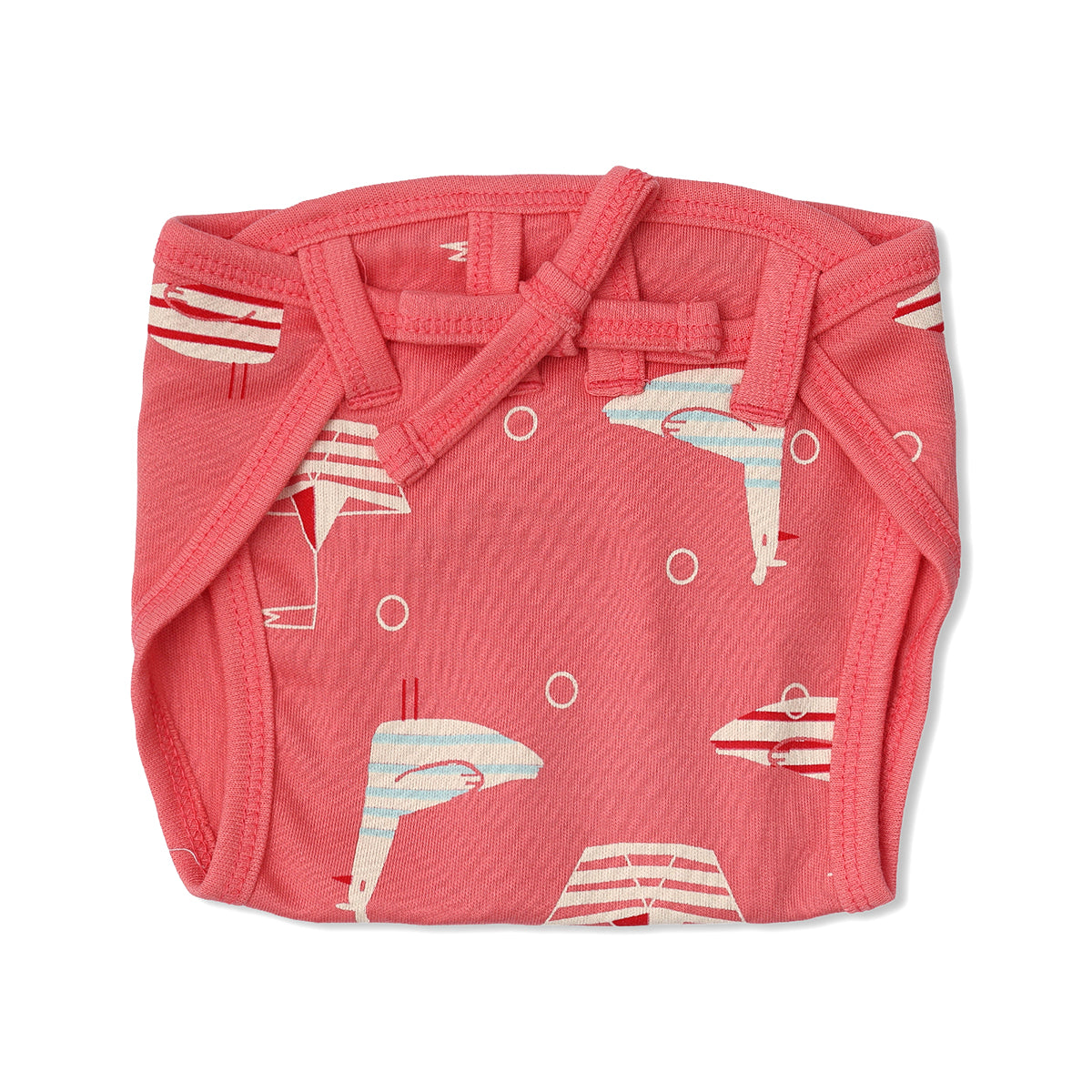 Baby Unisex Bird Print, Solid And Striped Training Pants Pack Of 3, Coral And Blue