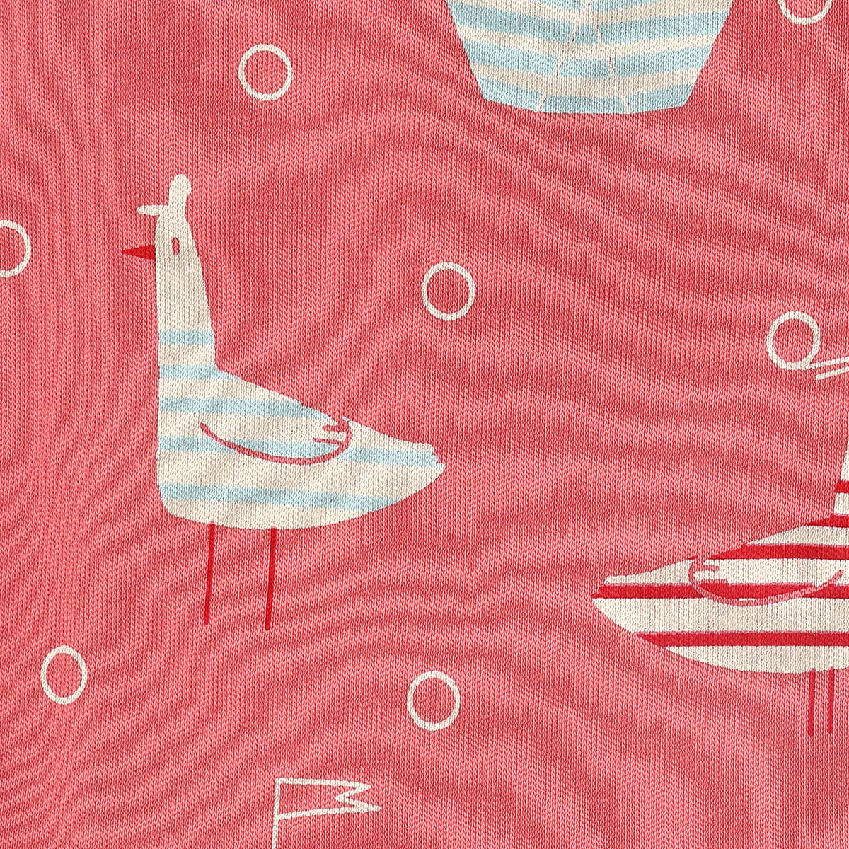 Baby Unisex Bird Print, Solid And Striped Training Pants Pack Of 3, Coral And Blue