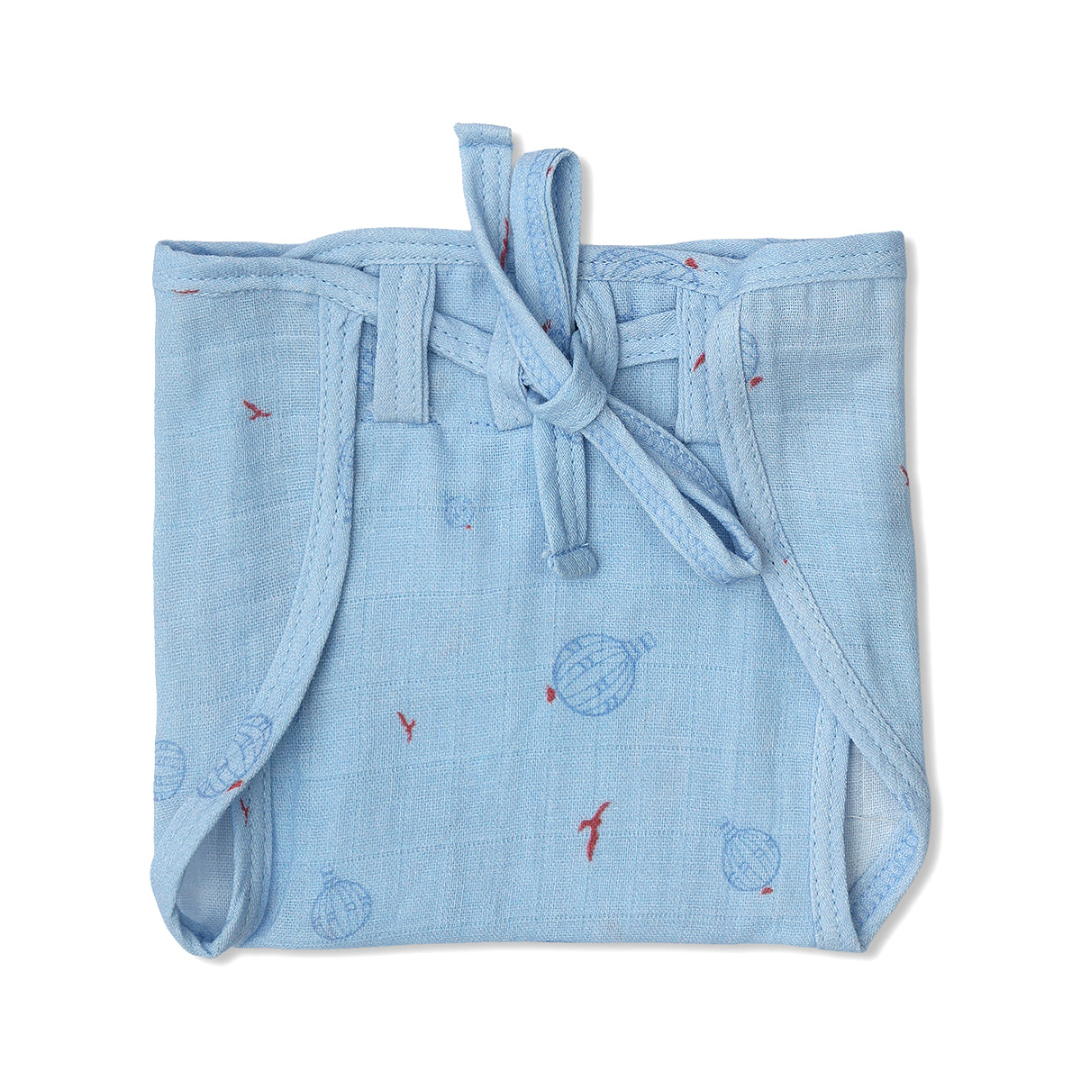 Baby Unisex Solid And Print Tie,Up Nappy Pack Of 3, Green, White And Blue