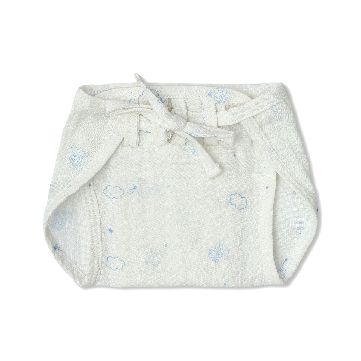 Baby Unisex Solid And Print Tie,Up Nappy Pack Of 3, Green, White And Blue