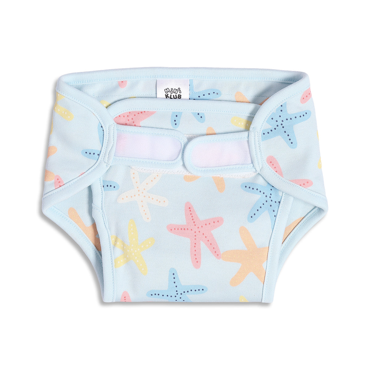 Baby Unisex Starfish Print, Seal Print And Solid Training Pants Pack Of 3, Blue And Yellow