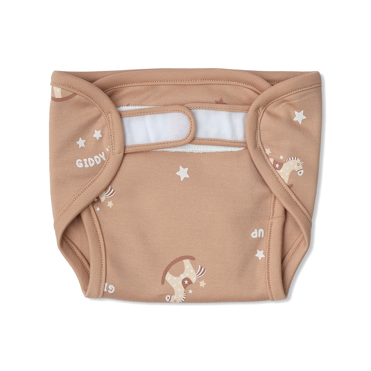 Baby Unisex Horse Print, Checkered Print And Solid Nappy Pack Of 3, Beige And Brown