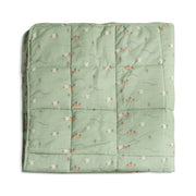 Baby Quilted Blanket With Bunny And Carrot Print In Green