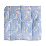 Baby Quilted Blanket With Seal And Ball Print In Blue