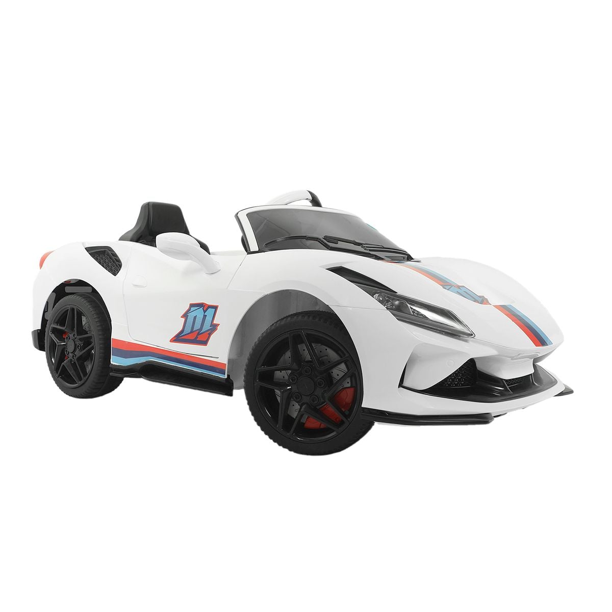 Kids White Plastic Battery Operated Ride-On Sports Car for Indoor and Outdoor Play