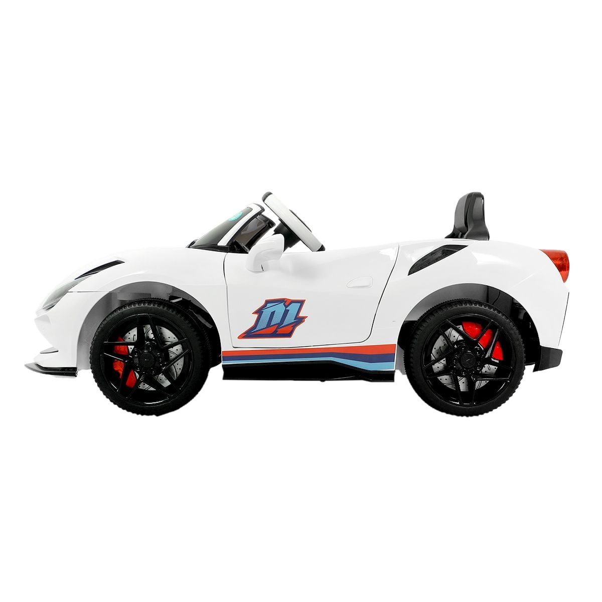 Kids White Plastic Battery Operated Ride-On Sports Car for Indoor and Outdoor Play