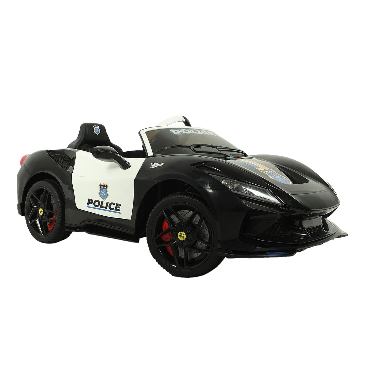 Kids Black Plastic Police Design Battery Operated Ride-On Sports Car for Indoor and Outdoor Play
