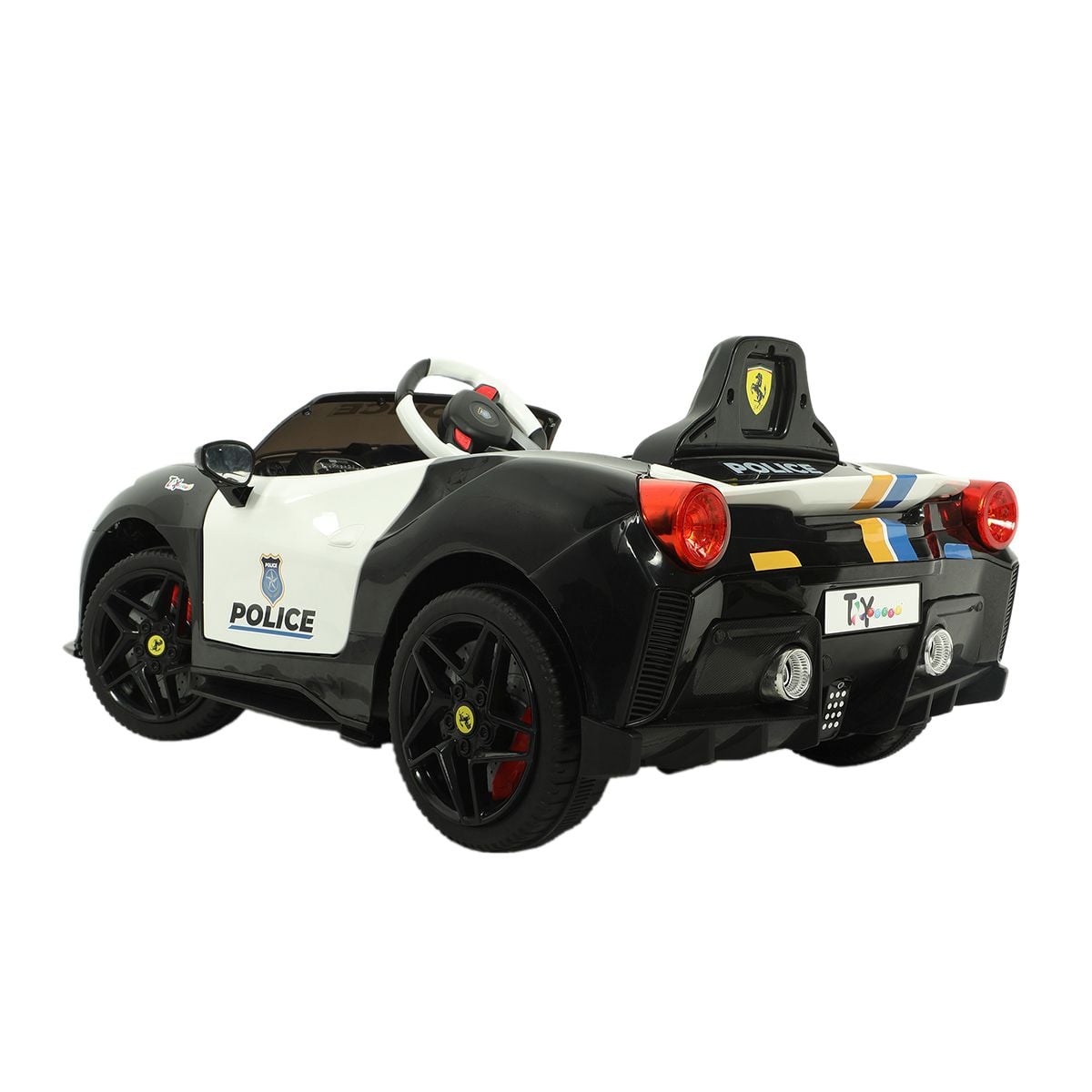 Kids Black Plastic Police Design Battery Operated Ride-On Sports Car for Indoor and Outdoor Play