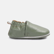 Baby Soft Sole Booties with Elasticated Ankle, Olive Green