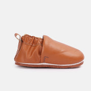 Baby Soft Sole Booties with Elasticated Ankle, Tan Brown