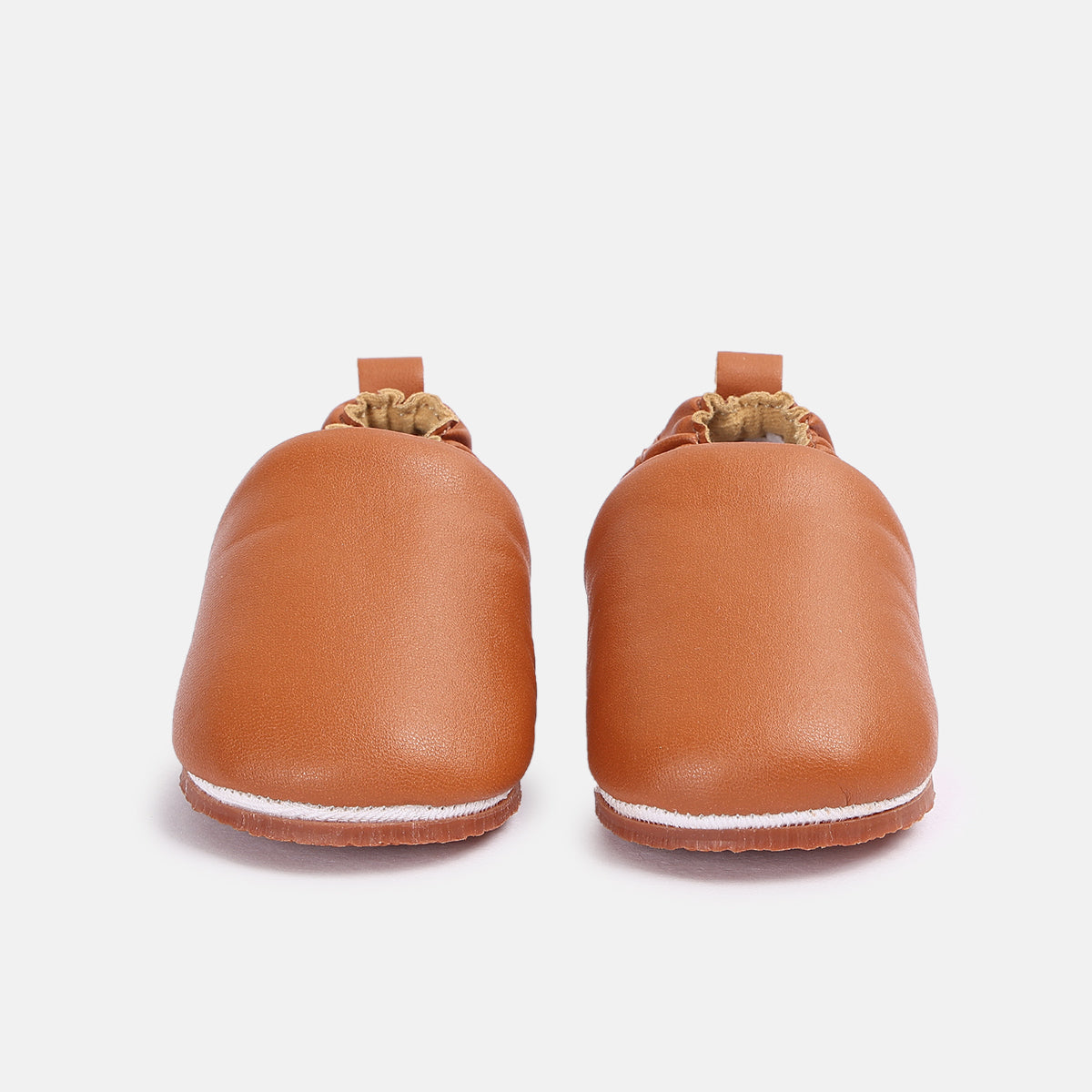 Baby Soft Sole Booties with Elasticated Ankle, Tan Brown