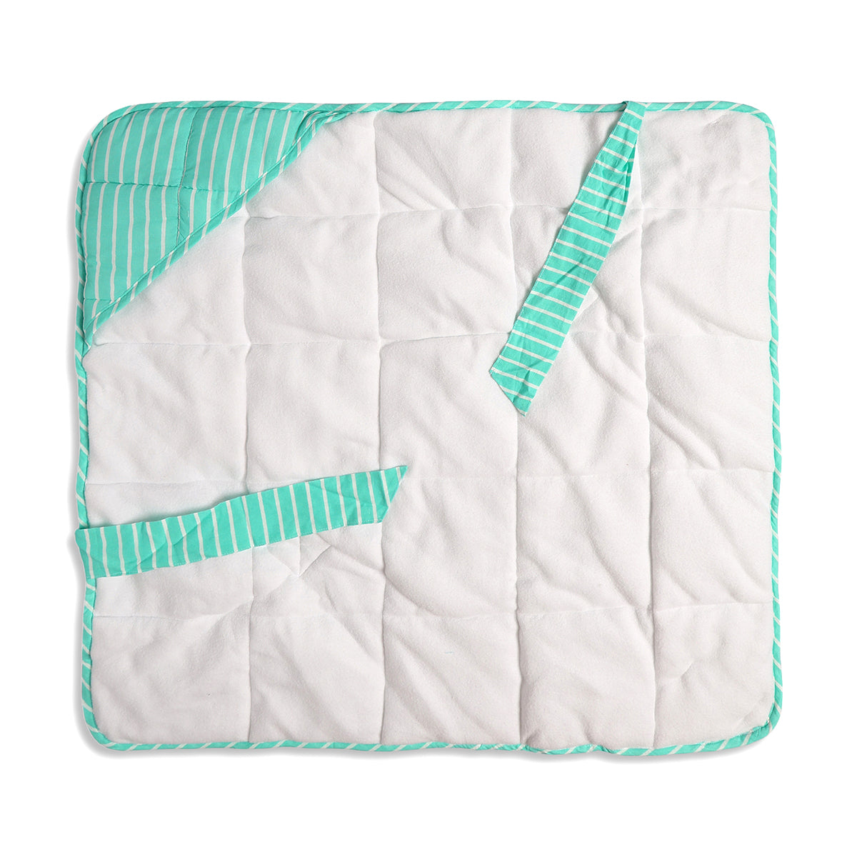 Baby Quilted Wrapper Blanket With Stripe Pattern In Green