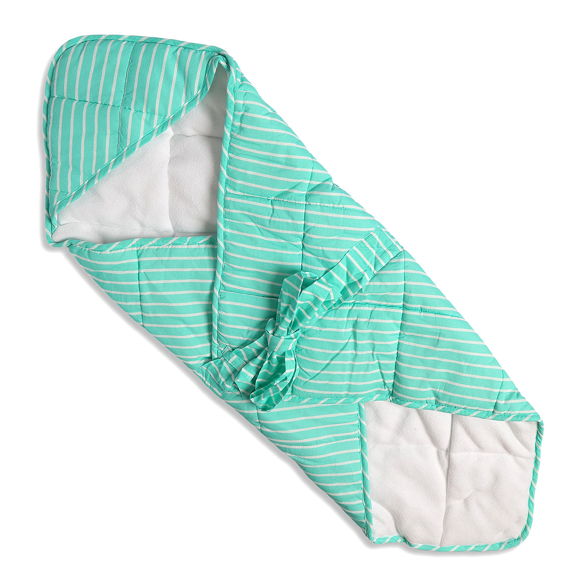 Baby Quilted Wrapper Blanket With Stripe Pattern In Green