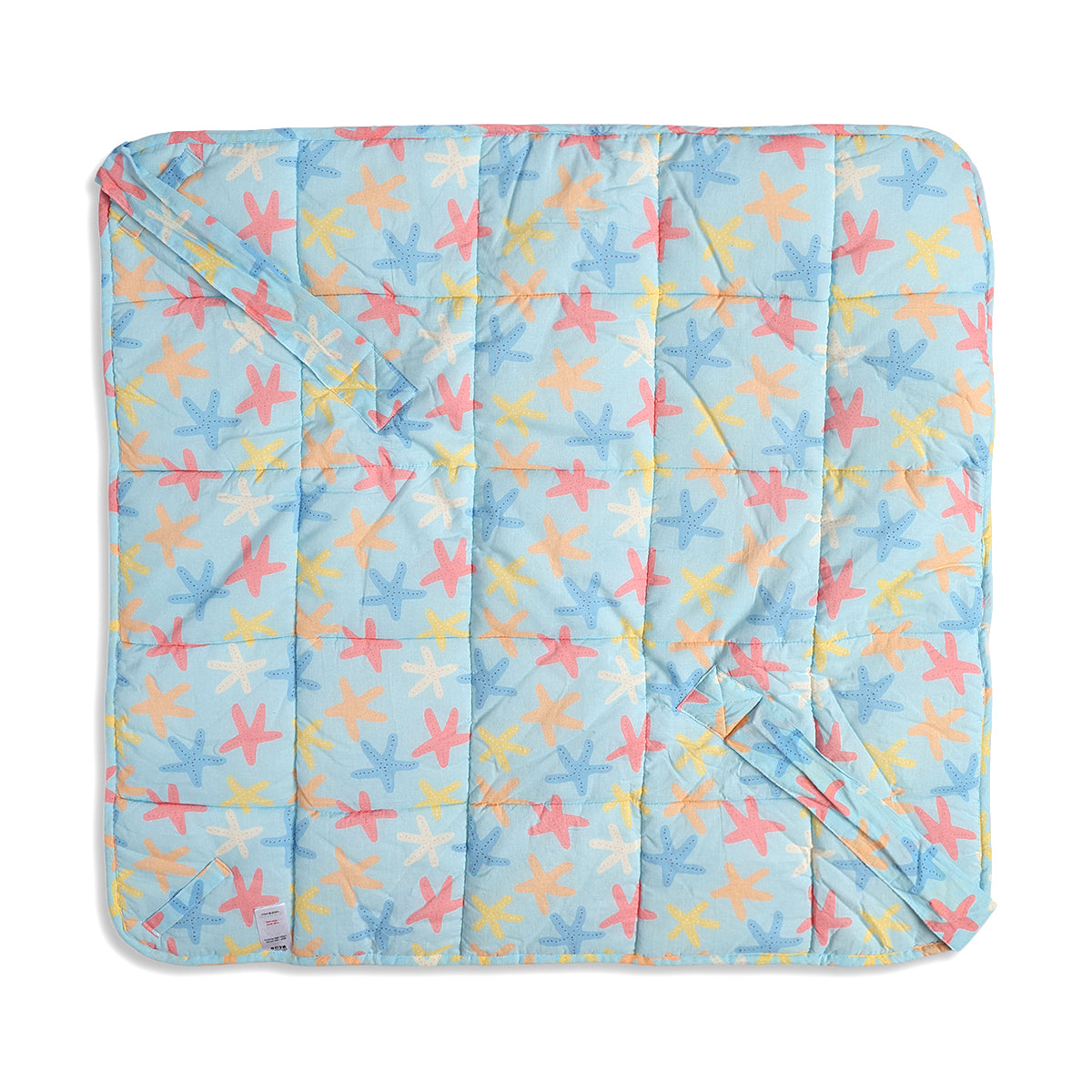 Baby Quilted Wrapper Blanket With Starfish Print In Blue