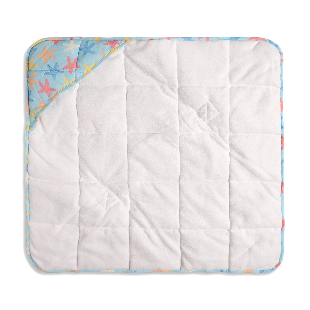 Baby Quilted Wrapper Blanket With Starfish Print In Blue