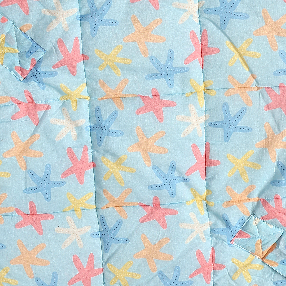 Baby Quilted Wrapper Blanket With Starfish Print In Blue