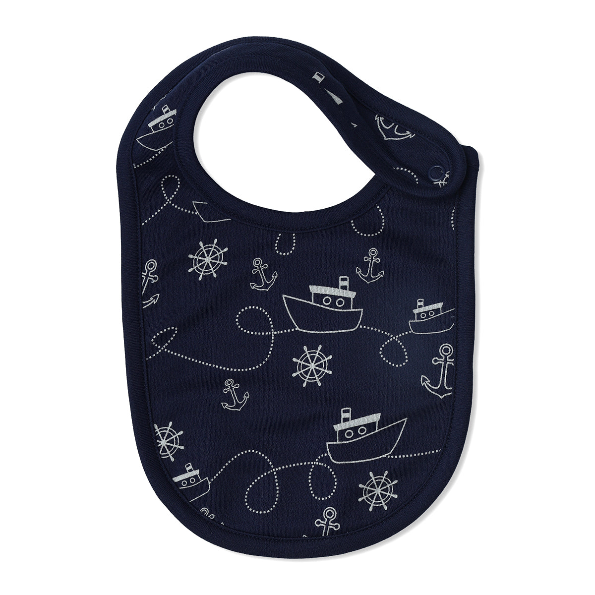Baby Boys Boat Print And Nautical Print Bibs Pack Of 2, Light Blue And Navy Blue
